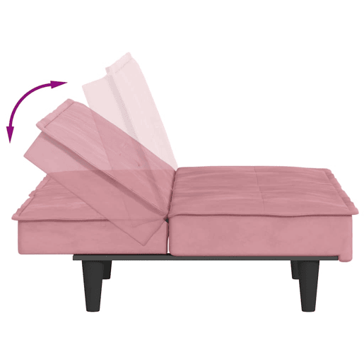 vidaXL Sofá-cama com suporte para copos veludo rosa vidaXL Sofá-cama com suporte para copos veludo rosa