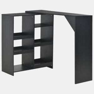 vidaXL Mesa de bar com prateleira movível preto 138x39x110 cm