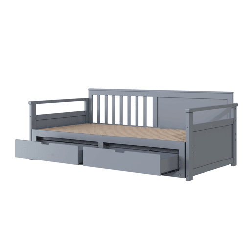 Cama com gavetão 90180x190cm madeira maciça - 2 gavetas com rodas - Cinzento
