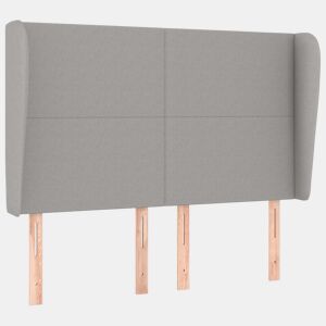 vidaXL Cabeceira de cama c abas tecido 147x23x118128cm cinza-claro