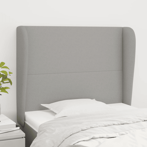 vidaXL Cabeceira de cama c abas tecido 83x23x118128cm cinzento-claro