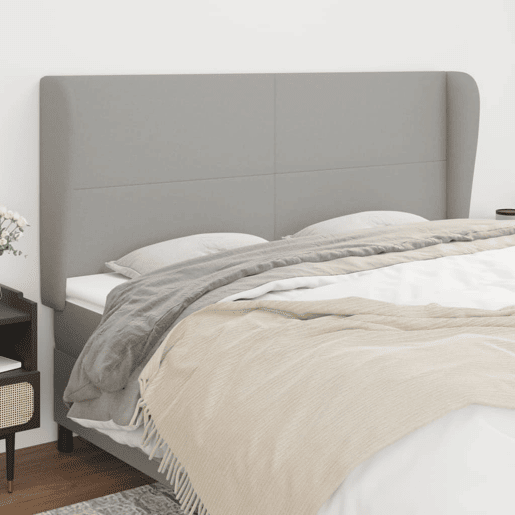 vidaXL Cabeceira cama c abas tecido 163x23x118128 cm cinzento-claro vidaXL Cabeceira cama c abas tecido 163x23x118128 cm cinzento-claro