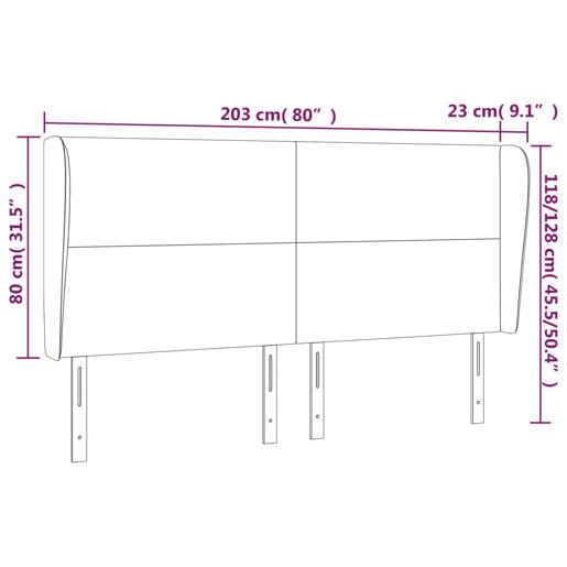 vidaXL Cabeceira cama abas tecido 203x23x118128 cm cinza-acastanhado