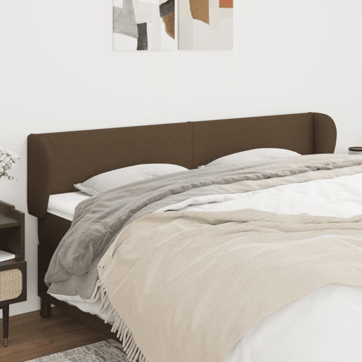 vidaXL Cabeceira de cama c abas tecido 183x23x7888cm castanho-escuro