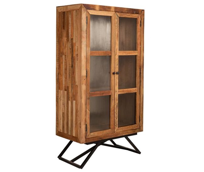 Vitrina de madera y metal acabado artesanal 90x47x175