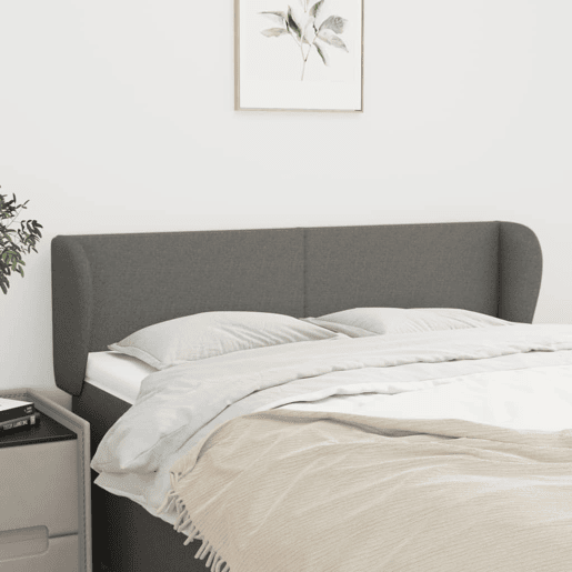 vidaXL Cabeceira de cama c abas tecido 147x23x7888cm cinzento-escuro vidaXL Cabeceira de cama c abas tecido 147x23x7888cm cinzento-escuro