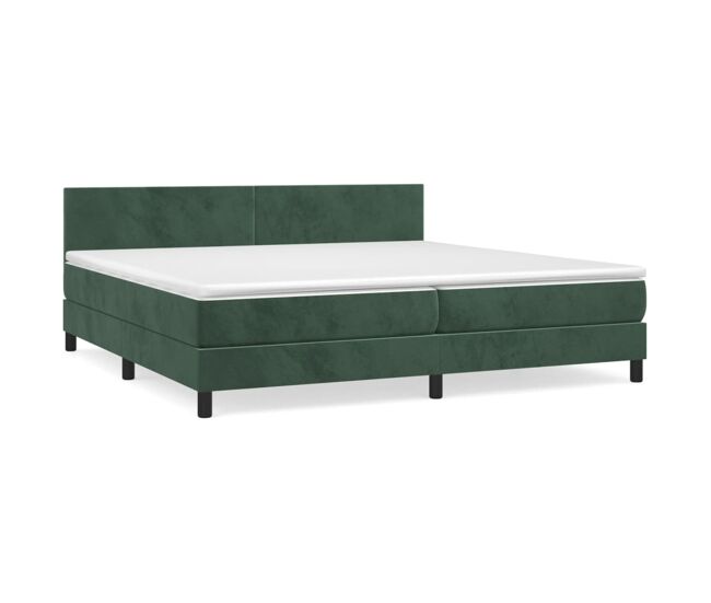 Cama box spring con colchón terciopelo verde oscuro 200x200 cm diseño plano
