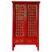 Armario de madera pintado a mano, 2 puertas y 2 cajones, Armario de madera pintado a mano, 2 puertas y 2 cajones, Rojo
