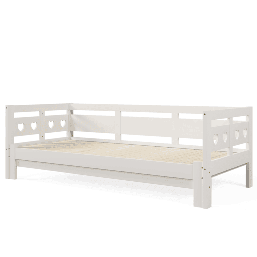 Cama de rodízio em pinho maciço - 90(180)x190cm - com estrado de molas - Branco