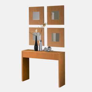 Conjunto de quatro espelhos Lupe cor cereja para corredor moderno 45x45 cm