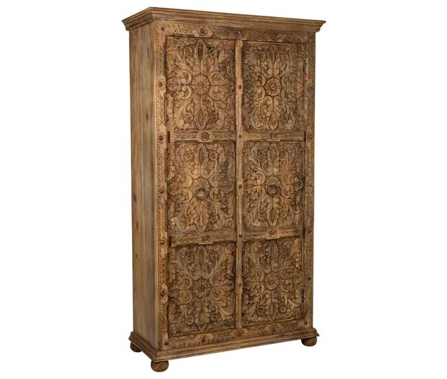 Armario de madera artesanal marrón 102x44x183