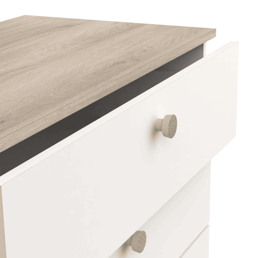 Cômoda Izzy com gavetas de 4 quartos branco fosco e carvalho Kronberg 85x80x42 cm Cômoda Izzy com gavetas de 4 quartos branco fosco e carvalho Kronberg 85x80x42 cm
