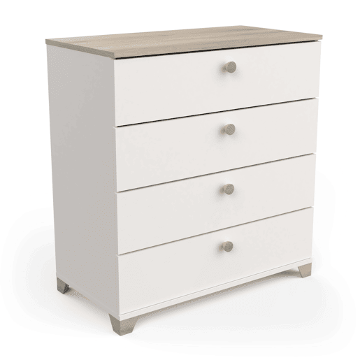 Cômoda Izzy com gavetas de 4 quartos branco fosco e carvalho Kronberg 85x80x42 cm Cômoda Izzy com gavetas de 4 quartos branco fosco e carvalho Kronberg 85x80x42 cm