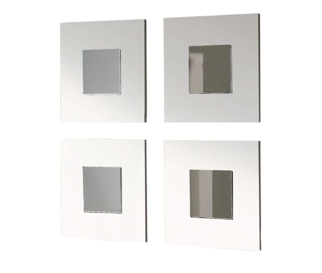 Juego de cuatro espejos lupe estilo moderno color blanco 45x45x2 cm