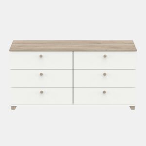 Cômoda Izzy Branco Mate e Carvalho Kronberg 150x77cm Quarto Estilo Nórdico