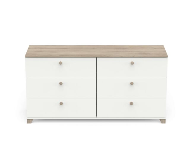 Cómoda Izzy Blanco Mate y Roble Kronberg 150x77cm Dormitorio Estilo Nórdico