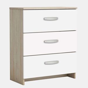Cômoda Sinfonier Mesa de centro grande com gavetas branco e carvalho Shannon 61x29x72 cm