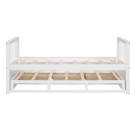 Cama de madeira 90x200 cm com cama de rodízio 90x190 cm - 3 gavetas - Branco