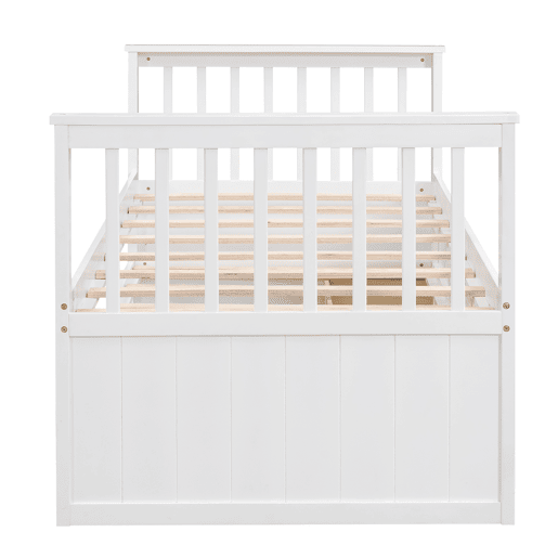 Cama de madeira 90x200 cm com cama de rodízio 90x190 cm - 3 gavetas - Branco