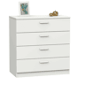 Cómoda 4 Gavetas com guia metálica Tibet em Branco Mate ou Carvalho Cambriano em Melamina 74x78 cm