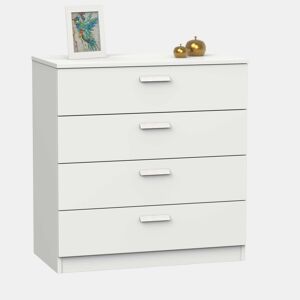 Cómoda 4 Gavetas com guia metálica Tibet em Branco Mate ou Carvalho Cambriano em Melamina 74x78 cm