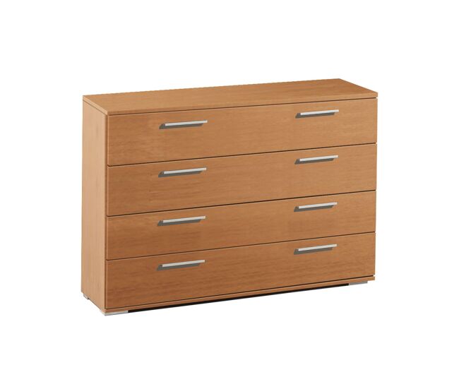 Cómoda Ancha Clásica En Color Cerezo 4 Cajones 102x82x41 cm Para Dormitorio