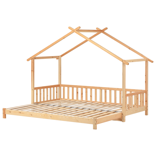 Cama com gavetão - cama de cabine para crianças 90(180)x200cm em madeira maciça - Natural