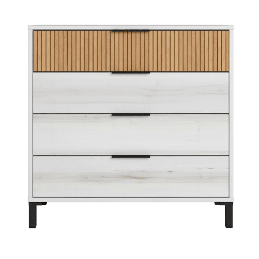 Cômoda Arles 4 gavetas Albo carvalho branco e listrado 80x80 cm Cômoda Arles 4 gavetas Albo carvalho branco e listrado 80x80 cm