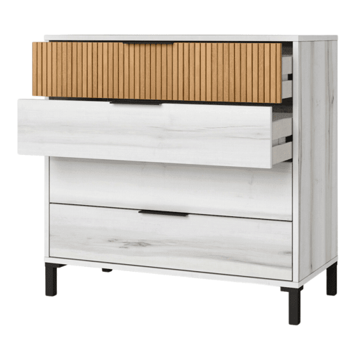 Cômoda Arles 4 gavetas Albo carvalho branco e listrado 80x80 cm Cômoda Arles 4 gavetas Albo carvalho branco e listrado 80x80 cm