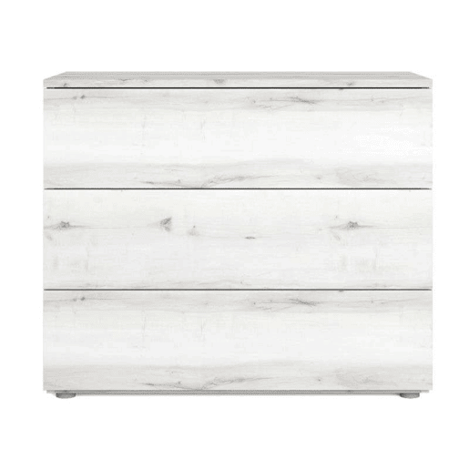 Cômoda Lyon para Quarto Estilo Contemporâneo na Cor Branca com 3 Gavetas 80x74x40 cm