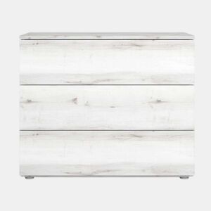 Cômoda Lyon para Quarto Estilo Contemporâneo na Cor Branca com 3 Gavetas 80x74x40 cm