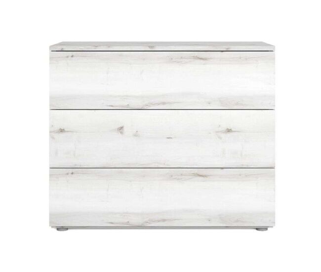 Cómoda 3 Cajones, Cajonera Dormitorio Lyon Dormitorio Blanco Albo 80x74x40 cm