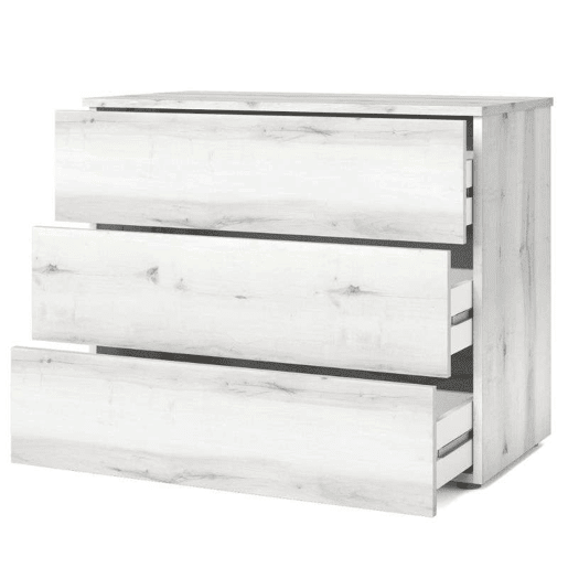 Cômoda Lyon para Quarto Estilo Contemporâneo na Cor Branca com 3 Gavetas 80x74x40 cm
