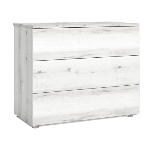 Cômoda Lyon para Quarto Estilo Contemporâneo na Cor Branca com 3 Gavetas 80x74x40 cm