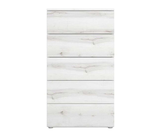 Sinfonier Cómoda 5 Cajones Mueble Cajonera Cómoda Alta Lyon Blanco Albo 62x111 cm