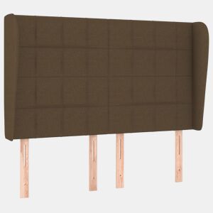 vidaXL Cabeceira cama c abas tecido 147x23x118128 cm castanho-escuro