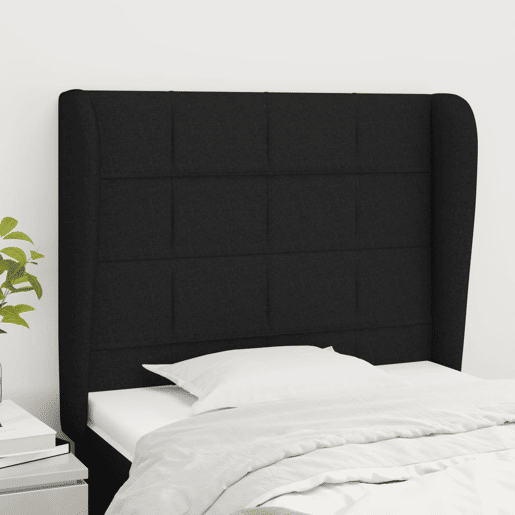vidaXL Cabeceira de cama c abas tecido 93x23x118128 cm preto