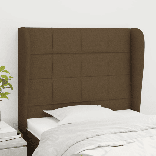 vidaXL Cabeceira cama c abas tecido 83x23x118128 cm castanho-escuro