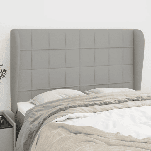 vidaXL Cabeceira de cama c abas tecido 147x23x118128cm cinza-claro vidaXL Cabeceira de cama c abas tecido 147x23x118128cm cinza-claro