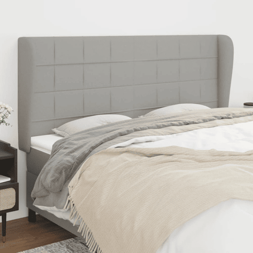 vidaXL Cabeceira cama c abas tecido 183x23x118128 cm cinzento-claro vidaXL Cabeceira cama c abas tecido 183x23x118128 cm cinzento-claro