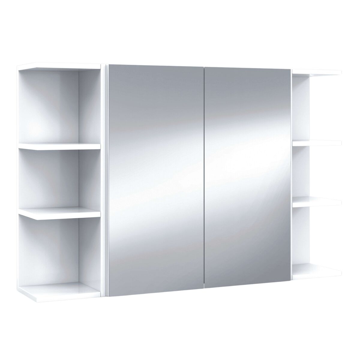 Pack 2 estanterías + armario con espejo para baño aseo color blanco brillo almacenaje muebles