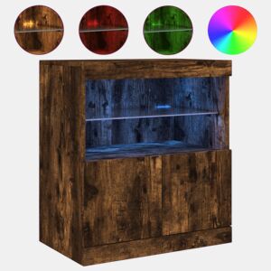 vidaXL Aparador com luzes LED 60x37x67 cm carvalho fumado