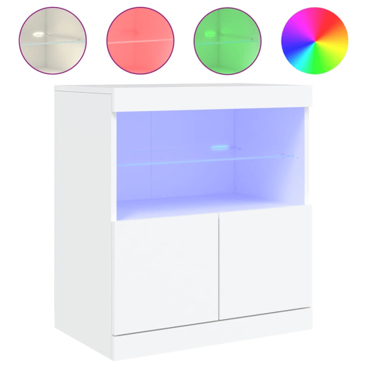 vidaXL Aparador com luzes LED 60x37x67 cm branco vidaXL Aparador com luzes LED 60x37x67 cm branco