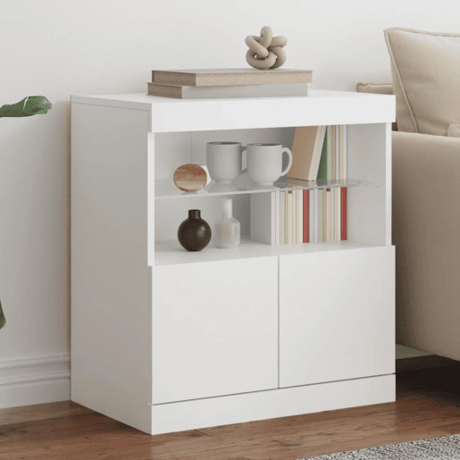 vidaXL Aparador com luzes LED 60x37x67 cm branco vidaXL Aparador com luzes LED 60x37x67 cm branco
