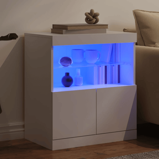 vidaXL Aparador com luzes LED 60x37x67 cm branco vidaXL Aparador com luzes LED 60x37x67 cm branco