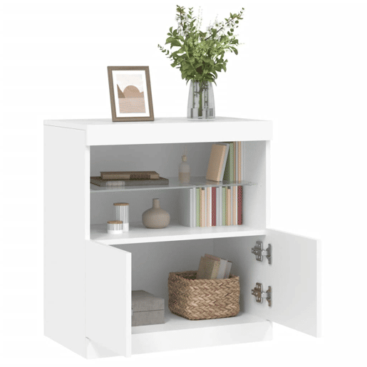vidaXL Aparador com luzes LED 60x37x67 cm branco vidaXL Aparador com luzes LED 60x37x67 cm branco