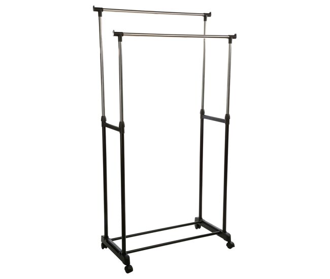 Burro de ropa doble icare con ruedas negro 80x98-170 cm