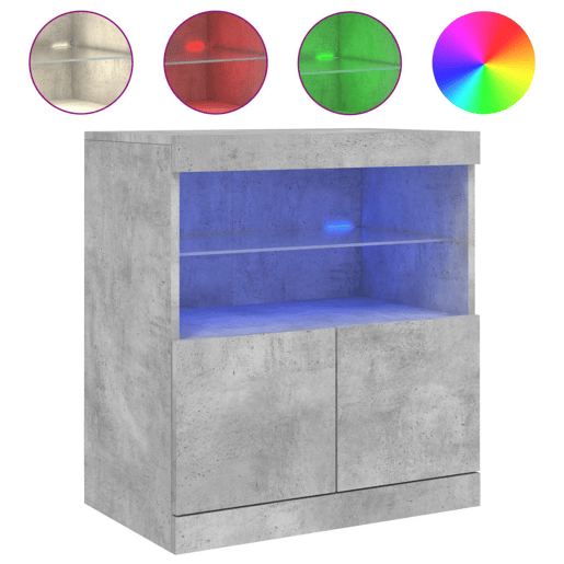 vidaXL Aparador com luzes LED 60x37x67 cm cinzento cimento vidaXL Aparador com luzes LED 60x37x67 cm cinzento cimento