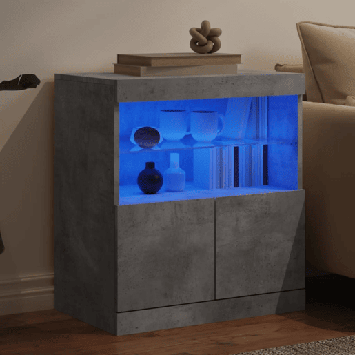 vidaXL Aparador com luzes LED 60x37x67 cm cinzento cimento vidaXL Aparador com luzes LED 60x37x67 cm cinzento cimento