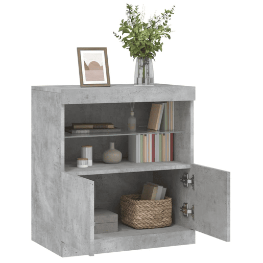 vidaXL Aparador com luzes LED 60x37x67 cm cinzento cimento vidaXL Aparador com luzes LED 60x37x67 cm cinzento cimento